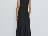 Платье макси из сатина, Черный