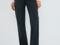 Прямые утеплённые джинсы, Серый