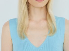 Вязаное платье в рубчик, Голубой