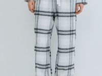 Пижамные брюки в клетку из фланели, Серый
