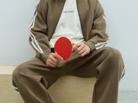 Бомбер на молнии с контрастными деталями, Бежевый