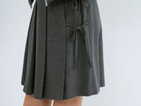 Юбка мини в складку с бантами для девочек, Серый