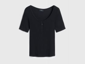 Футболка с вырезом "хенли", Черный