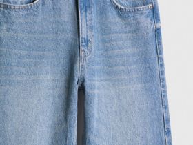 Широкие джинсы с высокой посадкой, Голубой