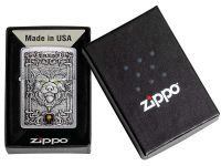 Зажигалка ZIPPO Wolf Emblem с покрытием Brushed Chrome, латунь/сталь, серебристая, 36x13x57 мм