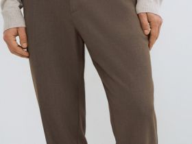 Прямые брюки с эластичным поясом, Коричневый