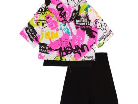 Комплект трикотажный для девочек: майка, шорты, фуфайка (футболка)