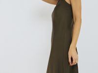 Платье макси из сатина, Зеленый