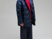 Пуховое полупальто с воротником-стойкой