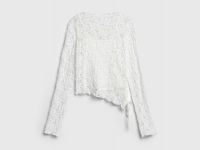 Кружевной лонгслив с завязками для девочек, Белый