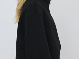 Куртка из пальтовой ткани с шерстью, Черный