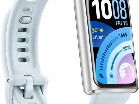 Умные часы HUAWEI Band 11 Pro серебристые, с голубым ремешком