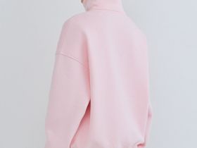 Толстовка с принтом и воротником на молнии, Розовый