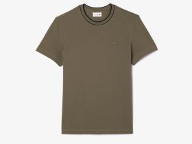 Мужская футболка Lacoste с воротником в полоску из эластичного хлопка
