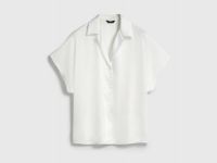 Сатиновая блузка с коротким рукавом, Белый