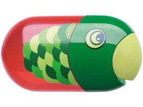 Точилка пластиковая с ластиком Faber-Castell "Animals", 2 отверстия, контейнер, ассорти