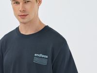 Футболка с морским принтом на спине, Голубой