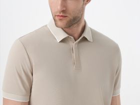 Поло из шелковистого пике, Бежевый