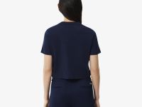 Женская хлопковая футболка свободного кроя с нашивкой Lacoste