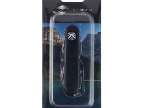 Нож перочинный Stinger 90 мм, 11 функций, черный, в блистере