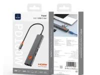 Адаптер WIWU Travel 5 в 1 Type-C на USB 3.0х2/Type-C/RJ45/HDMI (WI-HB8005) (Grey)