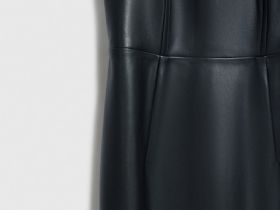 Платье-бюстье макси из искусственной кожи, Черный