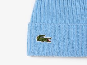 Шерстяная шапка Lacoste унисекс в рубчик