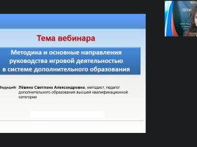 Международный вебинар "Методика и основные направления руководства игровой деятельностью в системе дополнительного образования"
