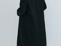 Длинное двубортное пальто из шерсти, Черный