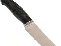 Нож для снятия шкур Кайман, сталь М390, рукоять мельхиор, микарта