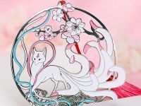 Закладка для книг с кисточкой "Мифическая девятихвостая лиса" (нержавеющая сталь)