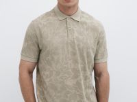 Поло с растительным принтом, Бежевый