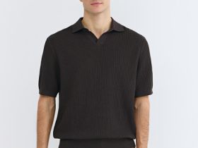 Поло из текстурной ткани, Коричневый