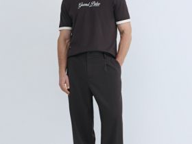 Футболка с текстовым принтом, Коричневый