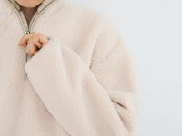 Толстовка из шерпы с воротником на молнии, Бежевый