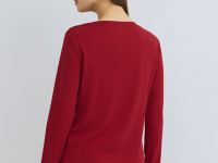 Пижамный лонгслив в рубчик, Красный