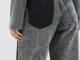 Прямые джинсы со средней посадкой, Серый