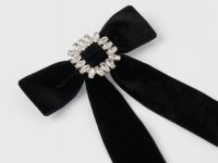 Бархатная заколка-бант, Черный