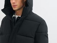 Утеплённая куртка с капюшоном, Черный