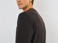 Лонгслив с воротником хенли, Коричневый