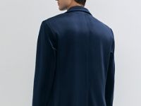 Однобортный пиджак из бархата, Синий