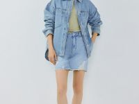 Джинсовая куртка-рубашка, Голубой