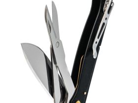 Складной нож Sanrenmu Partner, сталь 12C27, компактный мультитул с ножницами, рукоять нержавеющая сталь черная