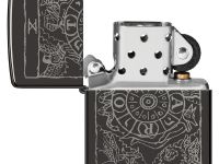 Зажигалка ZIPPO Wheel Of Fortune с покрытием High Polish Black, латунь/сталь, черная, глянцевая, 38x13x57 мм