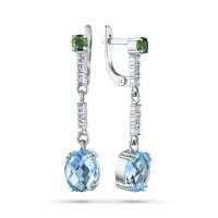 Серьги из серебра с топазами и хромдиопсидами э0681сг12250372