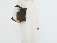 Платье-свитер с содержанием шерсти, Бежевый