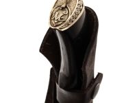 Шкуросъёмный нож Егерь, дамасская сталь, литье, гравировка, рукоять граб