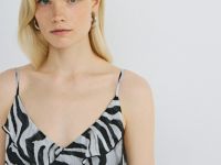 Платье из принтованного шифона с рюшами, Серый