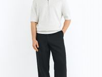 Поло из текстурной ткани с молнией, Серый