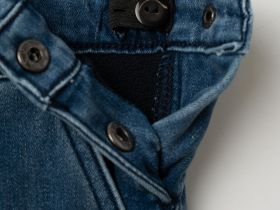 Полукомбинезон текстильный джинсовый утепленный флисом для девочек